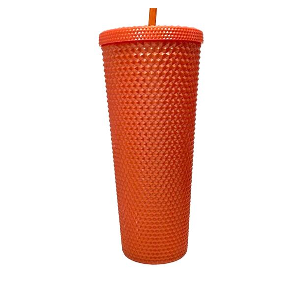 Starbucks 2022 Fall Studded Orange Pumpkin Tumbler With Straw 24 Oz Venti New - Picture 4 of 9